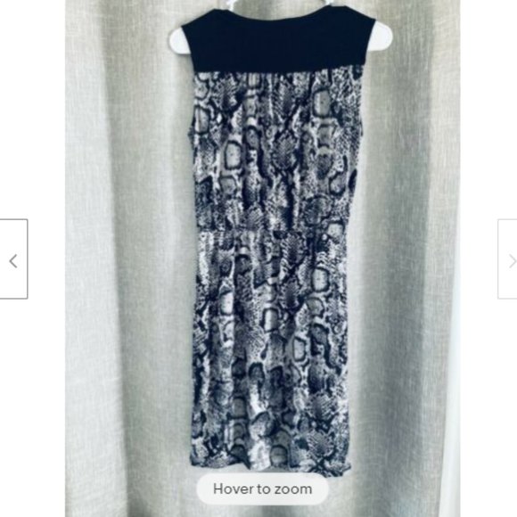 BCBGMAXAZRIA Dress Womens XS Black Gray Snakeskin Print V-Neck Sleeveless - Picture 5 of 5